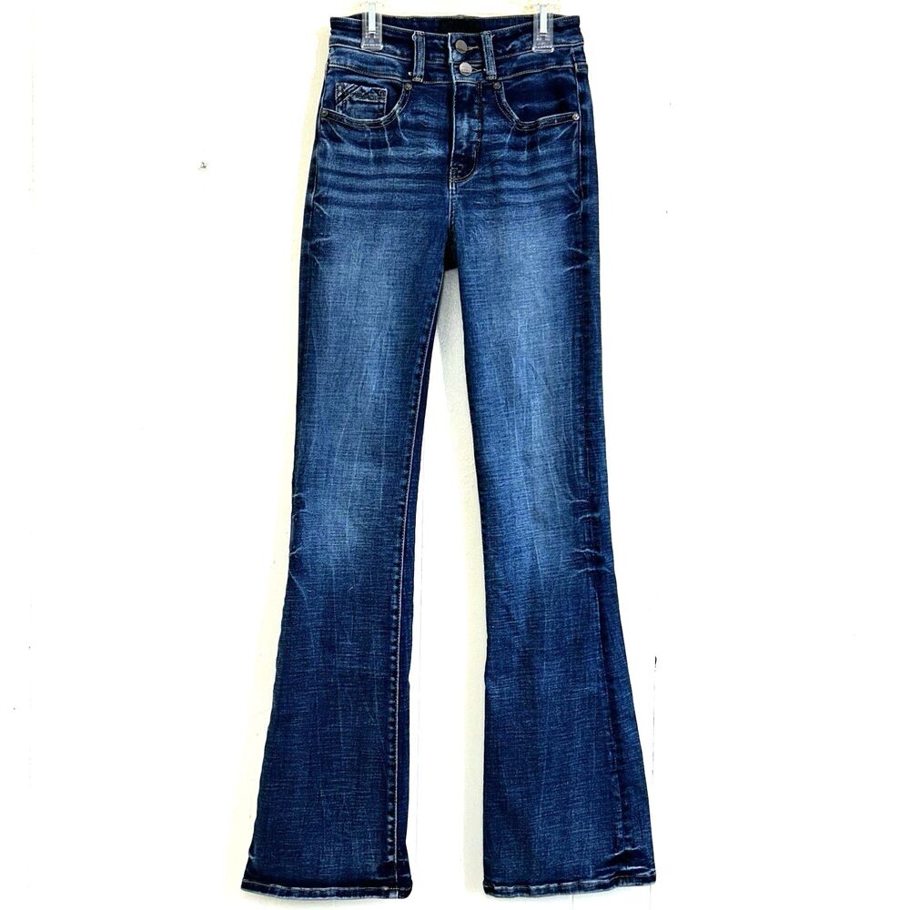 Buckle Black Women’s Flare Bootcut Jeans Size 24 X 34 Denim Blue Mid-Rise Jeans
